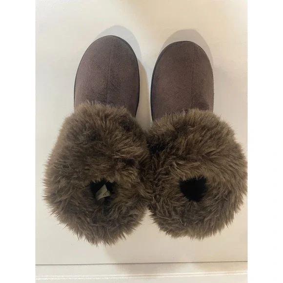 Isotoner Women's Recycled Brown Microsuede Mallory Boot Slippers Size 7.5-8 - Picture 6 of 12